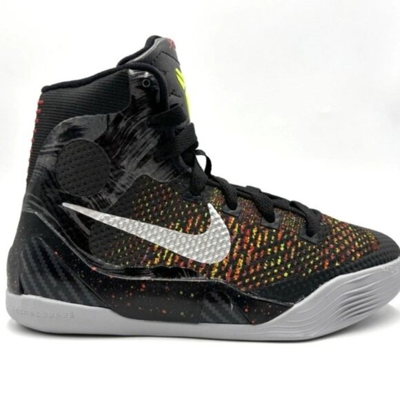 Nike Kobe IX Elite Youth 7Y Black And Metallic Basketball Silver Baseball Shoes - Picture 3 of 11